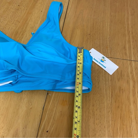 Beachsissi Women’s Twist Front Tie Back Swimsuit Solid Blue Color Size XL - Picture 7 of 12